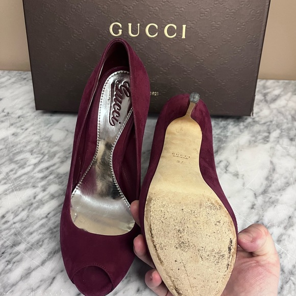 EUC AUTHENTIC Maroon Gucci shoes suede fabric - Picture 4 of 9